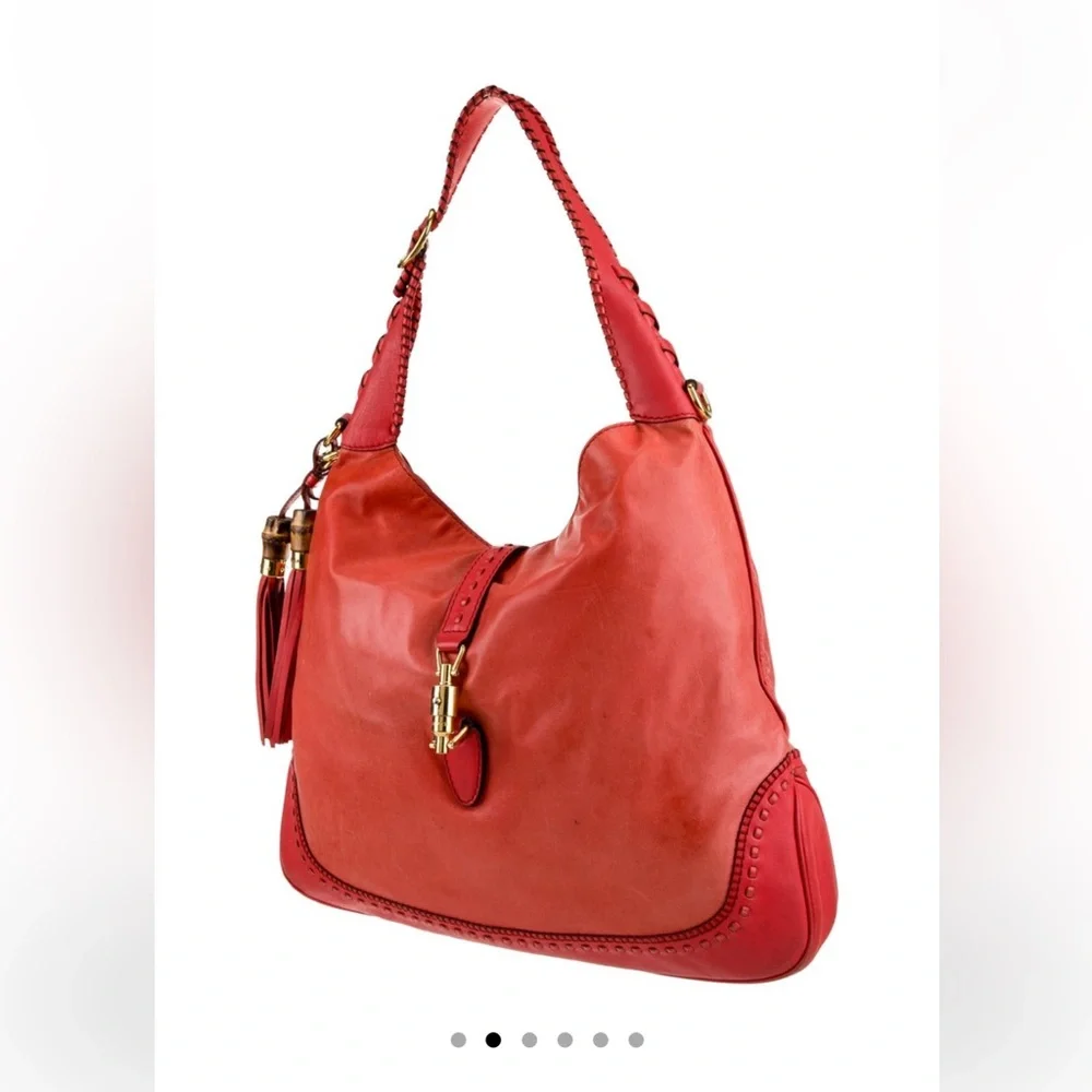 Gucci Red Bamboo Hobo Bag - Picture 2 of 14